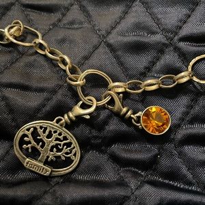 Silpada 19” silver necklace with detachable family and topaz crystal charms